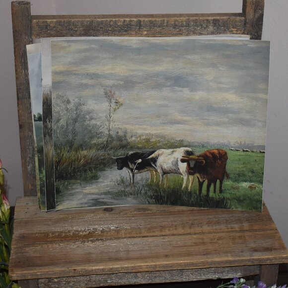 lot of 8x10 Canvas Art Prints Country Farmhouse Decor - landscape and cows - Picture 5 of 12